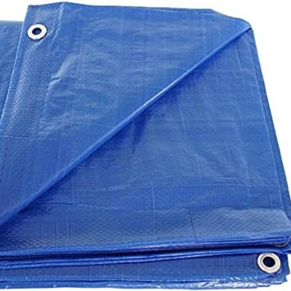 P-LINE Large Blue Tarp Cover –for Secured Tie-Down – 5mil Thick (20ft x 30ft)